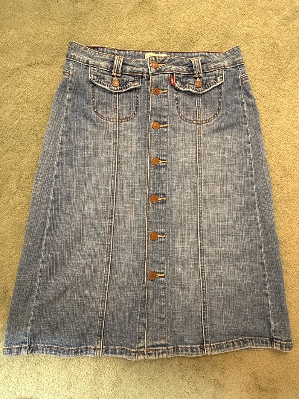 Levi's Light Blue Button-Front Denim Midi Skirt